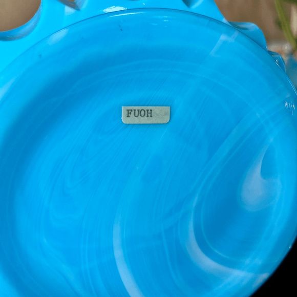 Vintage Fenton VTG Pastel Blue Slag Heavy Milk Glass Grape Cable Pattern Tobacco - Picture 2 of 7